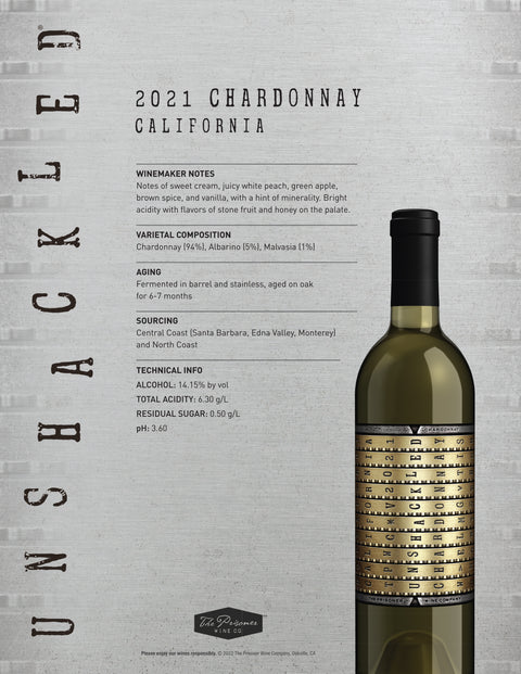 The Prisoner Wine Company Unshackled Chardonnay 2021 – Platinum Wines